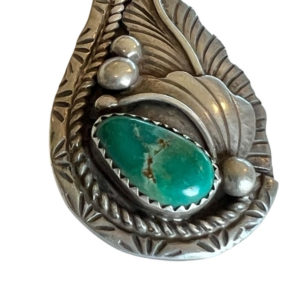 Vintage Navajo Sterling Silver & Turquoise Pendant Handcrafted Native American - Picture 2 of 6